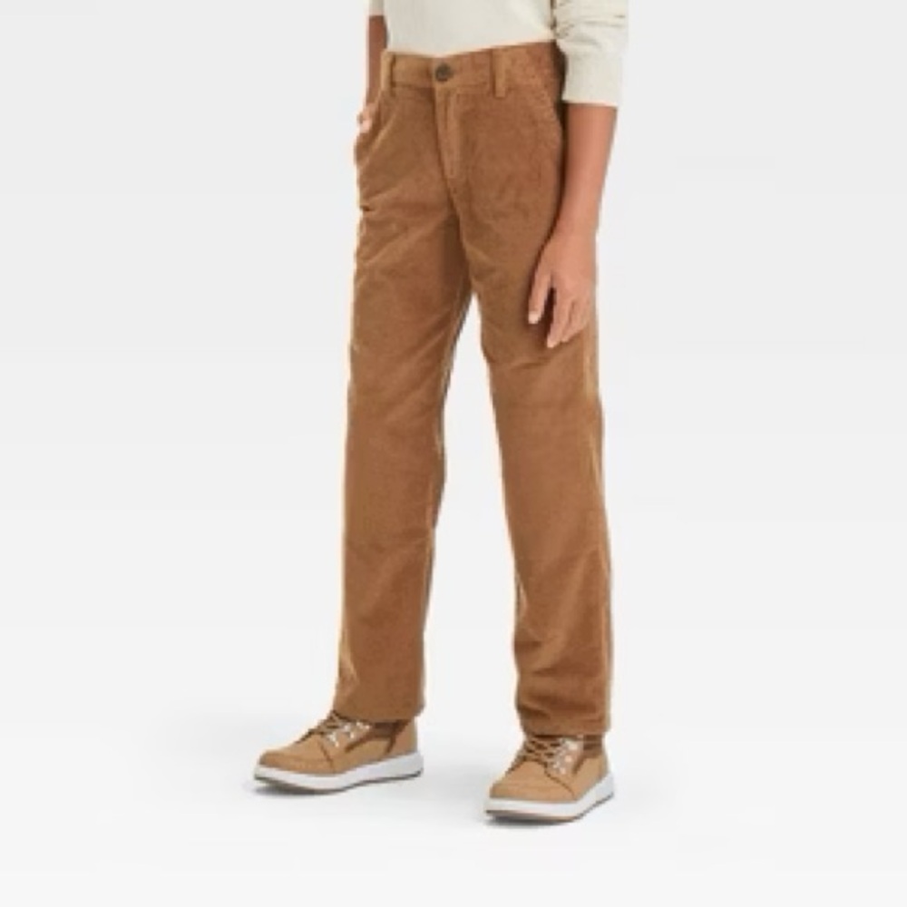 Cat and Jack Boys Fixed Waist Corduroy Chino Pants Brown